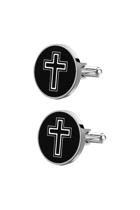 1Pair Male Shirt Buttons Black Cross Design Clothing Accessories for Festival and Birthday