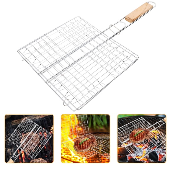 HINTRMENT 1Pc Fish Grill Net 50x27.5x0.4In Silver For Outdoor Activities Bbq Tool