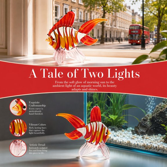 HINTRMENT glass red fish for decorations Glass Fish Ornament Red 1Set