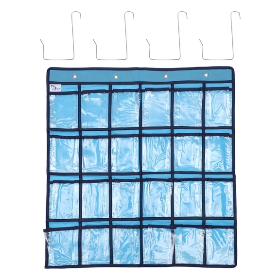 HINTRMENT 1Pcs Blue Rectangular Pocket Chart for Electronic Devices in Home Office
