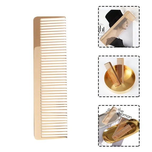HINTRMENT 1Pcs Hair Styling Comb Golden Metal with Fine Teeth for Men and Women in Salons and Homes