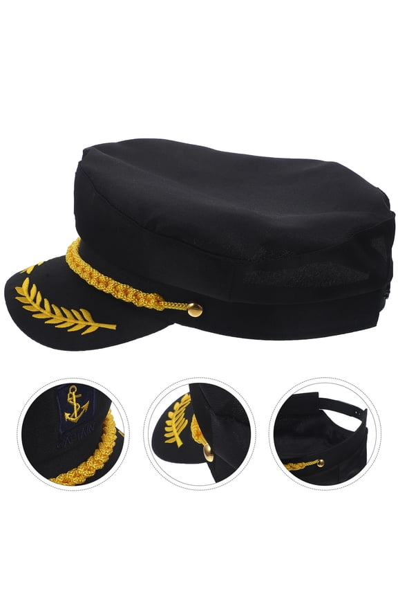 1Pcs Marine Hat In Black Twill For Bachelorette Party Captain's Hat And Cosplay