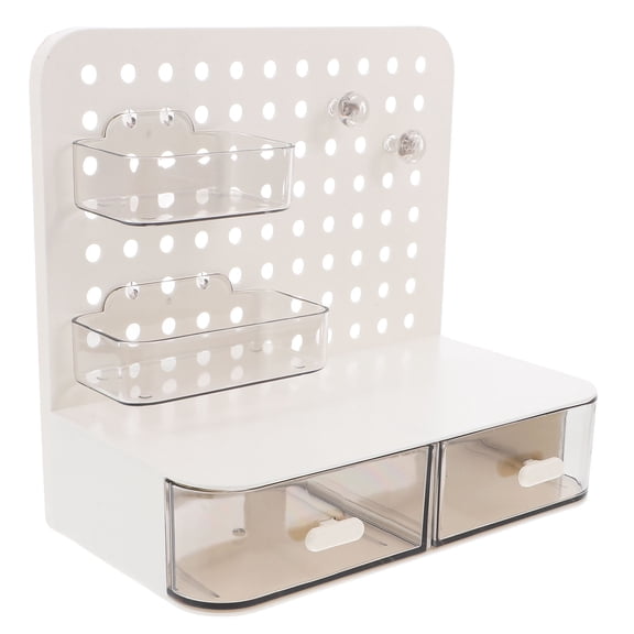 HINTRMENT White Wall-Mounted Multifunctional Pegboard Organizer Panel for Office and Living Room Storage