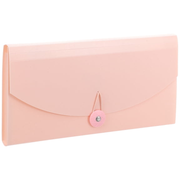 HINTRMENT 1Pcs Pink Plastic Accordion Bills Folder Receipt Storage For Office Use And School 11.2X5.3In