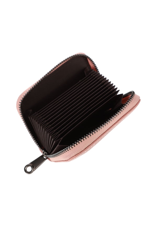 1Pcs Pink Rectangular Zip Pouch Wallet With Multi Grid Slots For Daily Use