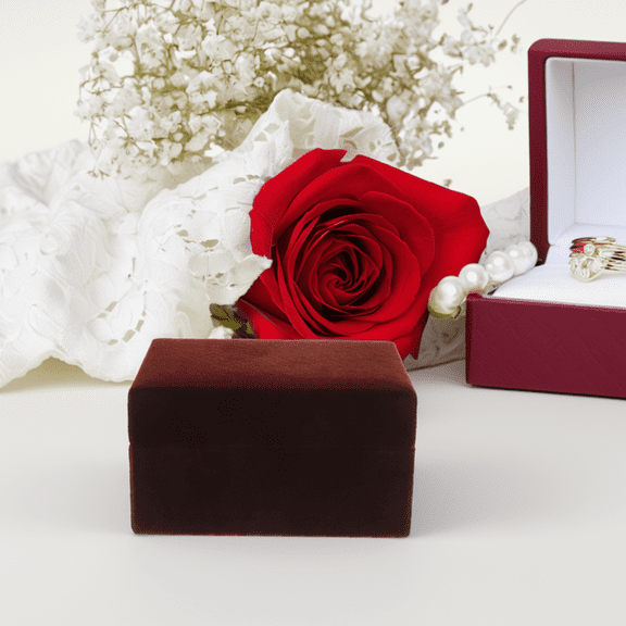 HINTRMENT 1Pc Rectangular Coffee Plastic Jewelry Box for Women with Velvet Lining and Design, Elegant Flocking Storage Case