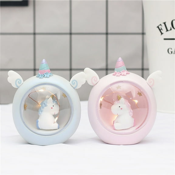 HINTRMENT 1Pcs Unicorn Night Light for Girls with Projection Pink Resin 11.8X2.4X5.1In