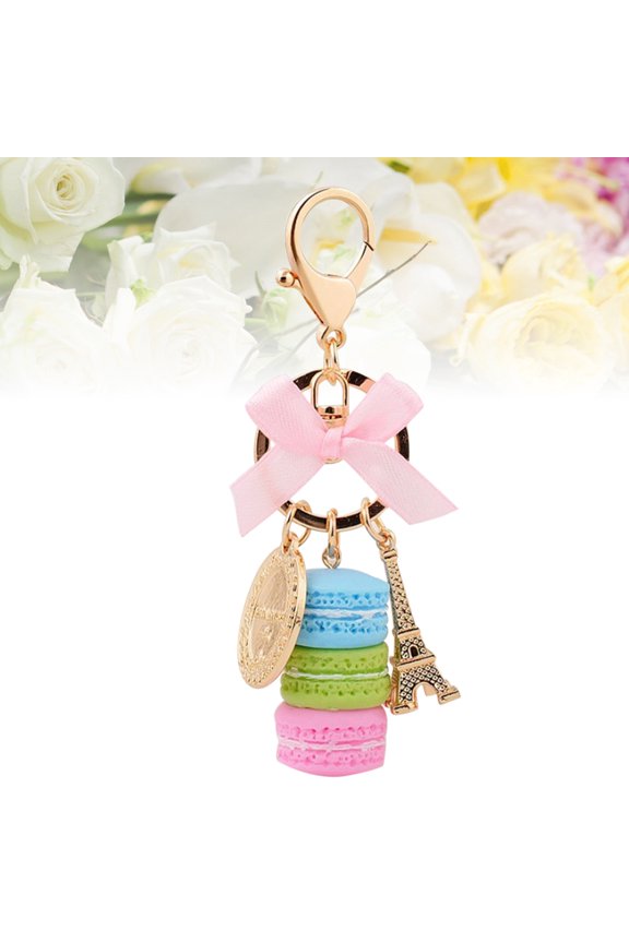 1Set Cute Key Decoration Macarons Model Shape Multi Color Metal Resin for Daily Use Collection Gifting