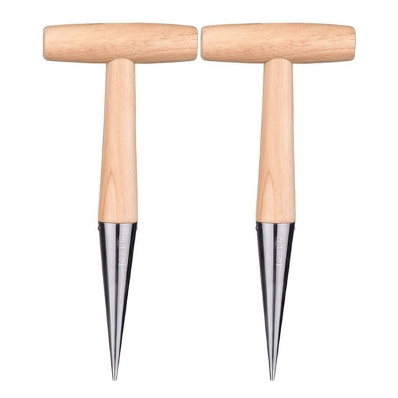 HINTRMENT Soil Puncher Tools Wooden Dibbers 2Pcs 11.00x4.52x0.98in