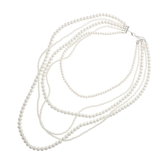 HINTRMENT 1Set Long Layered Necklace Beaded Jewelry for Women 15.7x2.8x0.3in