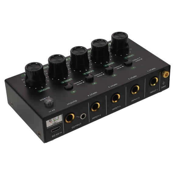 HINTRMENT Compact Low Noise Audio Mixer 1 Set Black for Streaming, Recording, Guitar, Bass, Keyboard Use