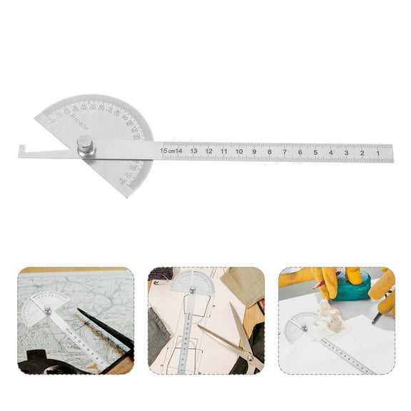 HINTRMENT 1Set Stainless Steel Protractor Angle Ruler for Woodworking Students Teachers Artists Measuring Angles