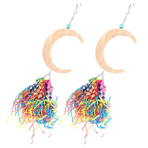 HINTRMENT 2 Pcs Wooden Parrot Swings, Shape Bird Perches for Cage Play
