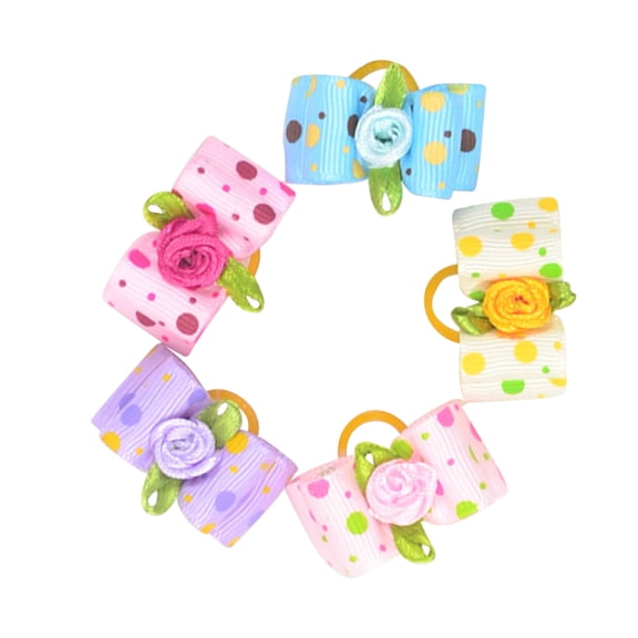 HINTRMENT 20Pcs Dogs Hair Accessories Pet Bowknot Elastic Dog Hair Band for Any Occasions