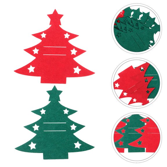 HINTRMENT 24pcs Christmas Tree Felt Utensil Pouches Set, Fork Spoon Holder Bags
