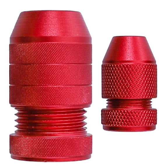 HINTRMENT 2Pcs Adjustable Red Aluminum Drill Bit Collar for Woodworking with Non Slip Texture and Nylon Inner Ring