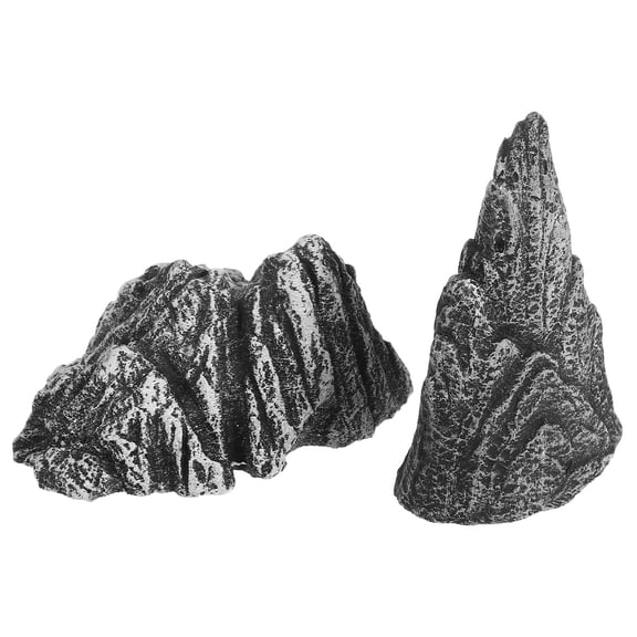 HINTRMENT 2Pcs Micro Landscape Accessories Grey Mountain Shape Fake Rock DIY Decor for Indoor Outdoor Garden Landscaping