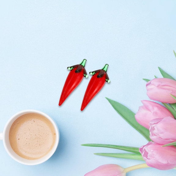 HINTRMENT 2-Pack Red Artificial Bell Pepper Ornaments Handmade Vegetable Decor for Kitchen, Home Display, and Party Decoration