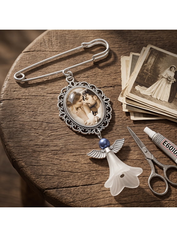 2-Pack Wedding Bouquet Photo Charms Memorial Frame Pendants for Keepsake Jewelry Accessories
