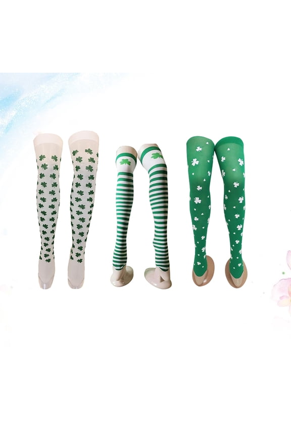 3Pairs Festival Tube Socks Polyester Spandex Keep Warm Leg Shape Modification Over The Knee Socks