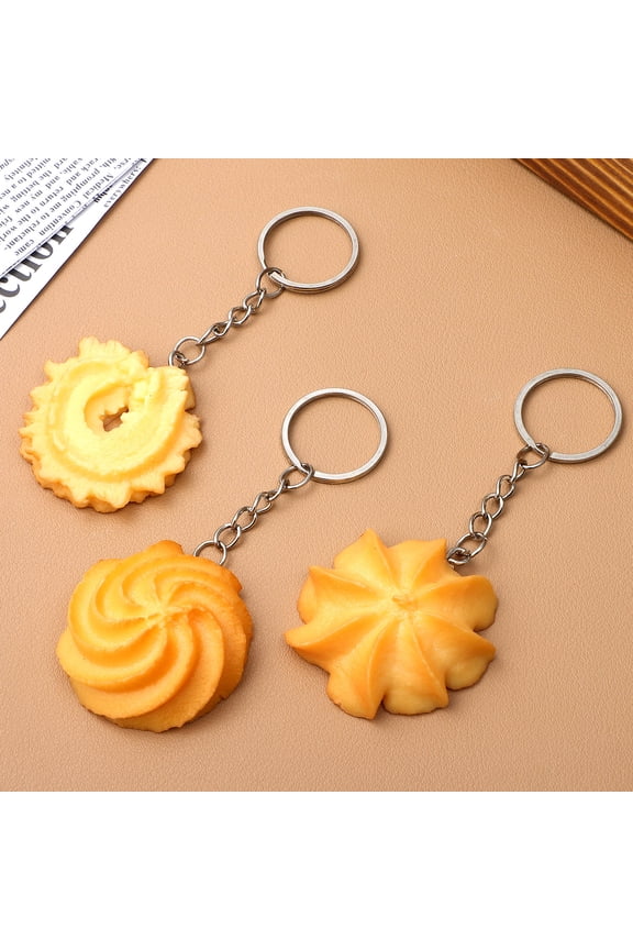 3-Piece Biscuit Key Holder Set, Compact Portable Cookie-Shaped Keychain Pendant for Handbags and Accessories