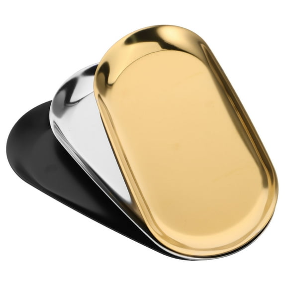 HINTRMENT 3Pcs Oval Perfume Tray in Nordic Style Black