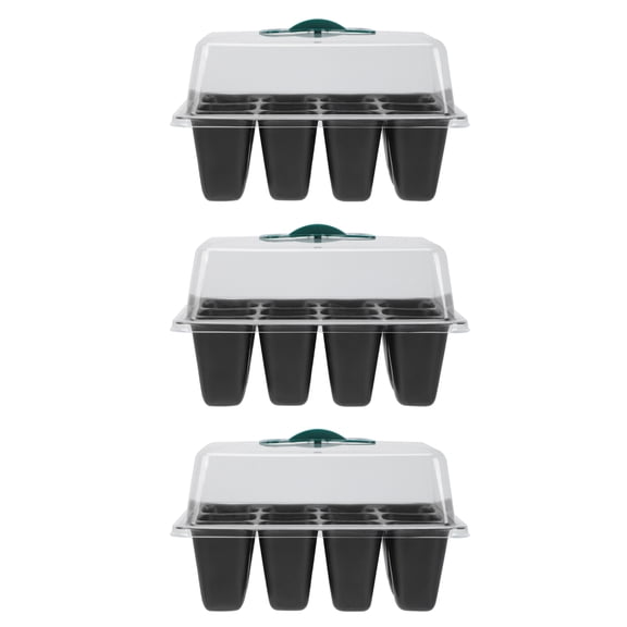 HINTRMENT 3Pcs Black Plastic Plant Germination Boxes with 12 Cells Waterproof and Durable