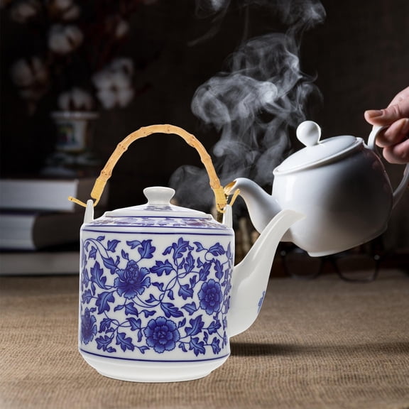 HINTRMENT 4Pcs Beige Bamboo Teapot Handle Replacement for Ceramic Teapot with Universal Fit