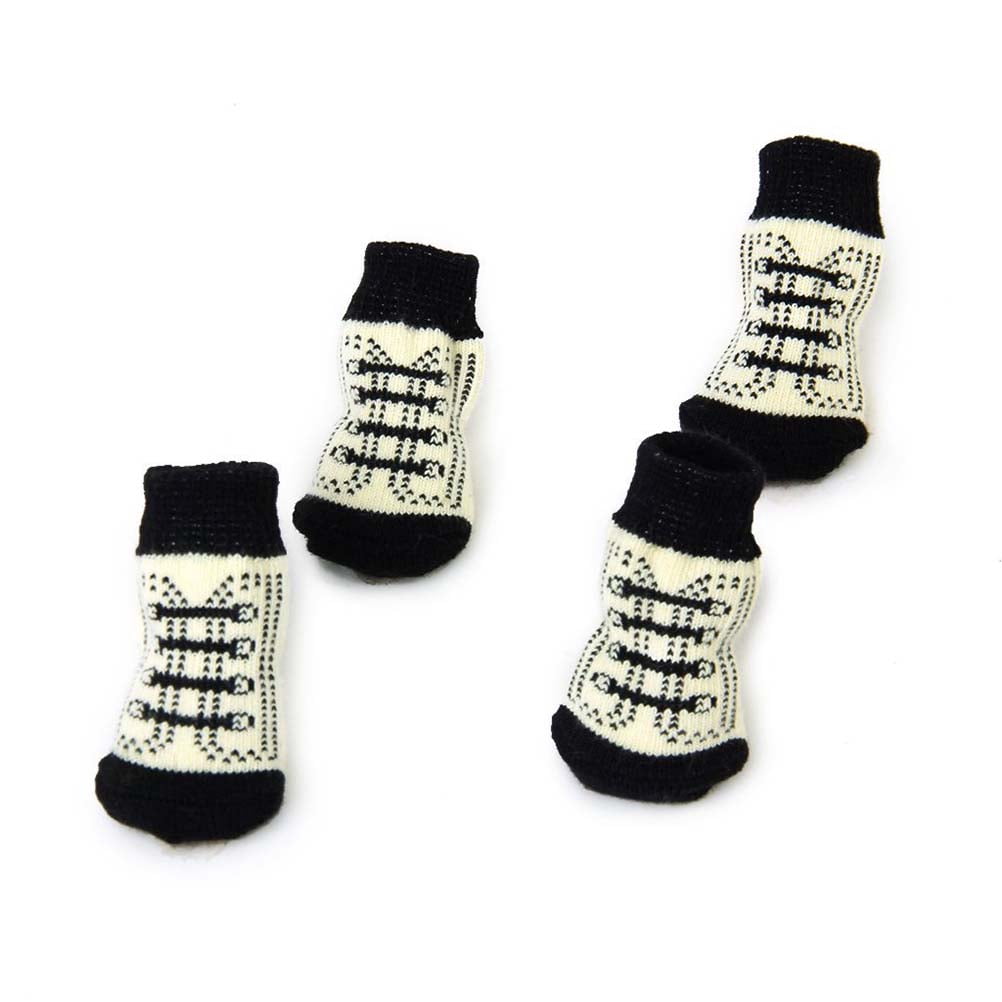 Picture of HINTRMENT 4Pcs Dog Socks for from Ice Cotton Spandex Black White XL ...