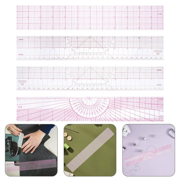 HINTRMENT 4Pcs Multifunctional Flexible Clothing Rulers Professional Pattern Drafting Measurement