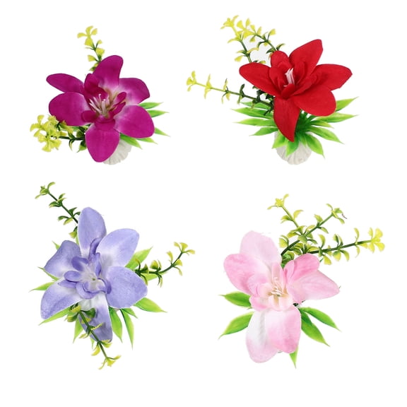 HINTRMENT Plastic Sushi Plate Decor Assorted Color Orchid Adornment 4Pcs