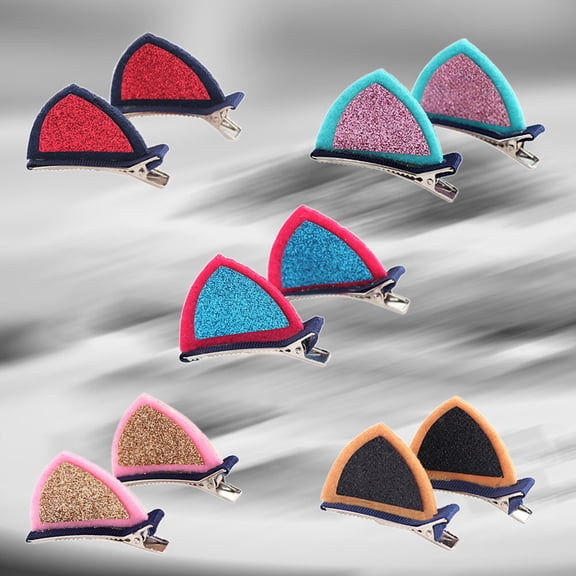 HINTRMENT 5 Pairs Metal Fabric Cat Ear Hairpins for Toddlers and Little Girls Masquerades Cosplay