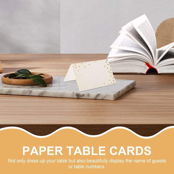 HINTRMENT 50Pcs Golden Paper Table Name Cards Tent Place Cards for Wedding Banquet Decor