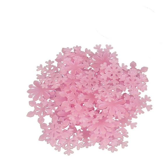 HINTRMENT 50Pcs Pink Plastic Snowflake Wall Stickers for Christmas Party Home Decor 1.18Inch