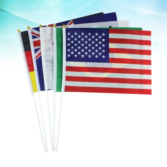 HINTRMENT 50Pcs Small Waving Flags On Stick For Garden Parties And Festivals Made Of Polyester And Plastic 14x21in