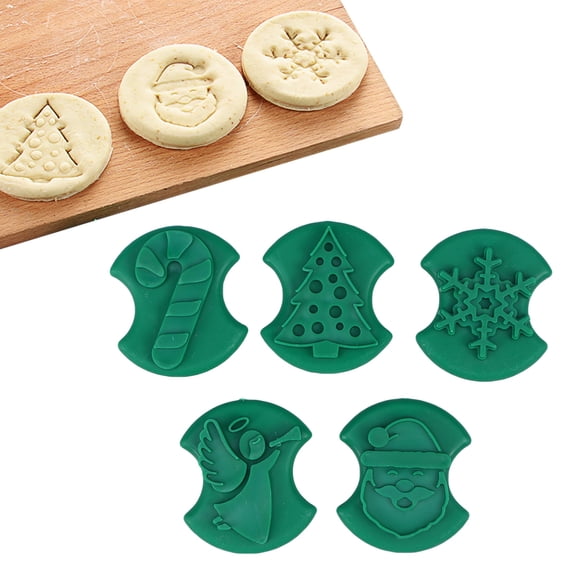 HINTRMENT 5Pcs Biscuit Mould Non Stick Bakeware Tools Plastic Cookie Decorating Supplies For Birthday Anniversary Events