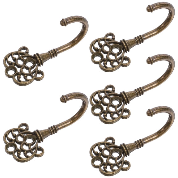 HINTRMENT 5-Pack Decorative Metal Wall Hooks, Retro Style Coat Hangers, Multipurpose Mounted Hooks for Home Organization