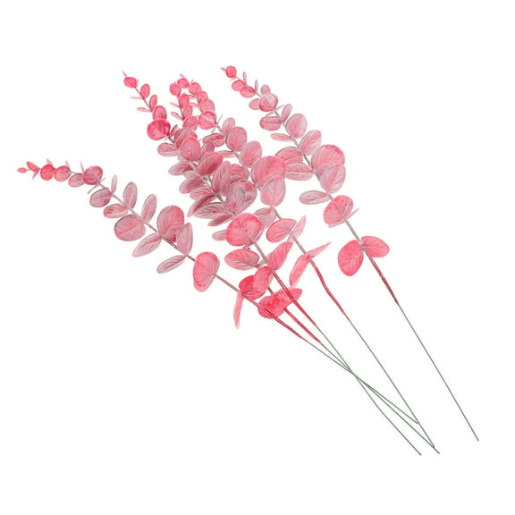 HINTRMENT 5Pcs Fake Eucalyptus Leaf in Red for Floral Arrangements and Home Decor