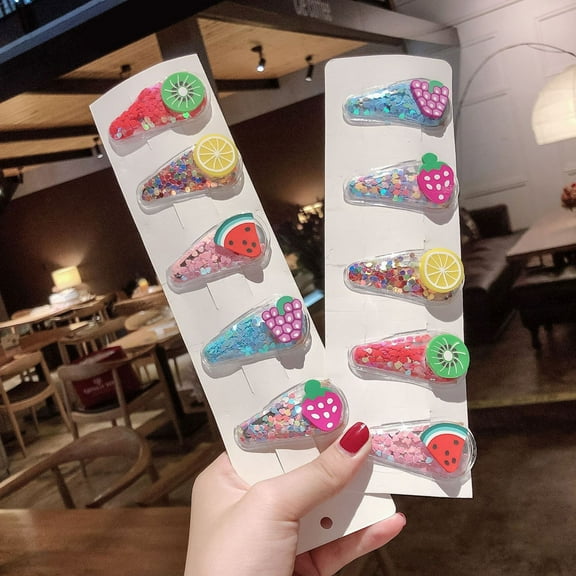 HINTRMENT 5Pcs Transparent Assorted Color Fruit Shape Hair Clip for Girls Holiday