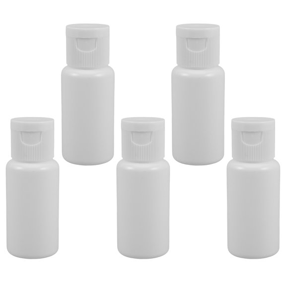 HINTRMENT 5Pcs Durable White Polyethylene Travel Containers for Liquids with Flip Top for Cosmetics