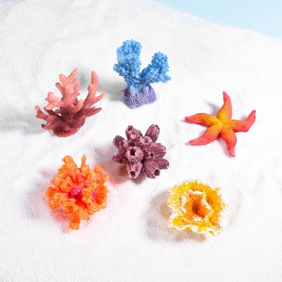 HINTRMENT 6Pcs Aesthetic Fish Tank Decor Resin Star Shape Bright Colors Aquarium Ornament 5.00X5.00X3.00In