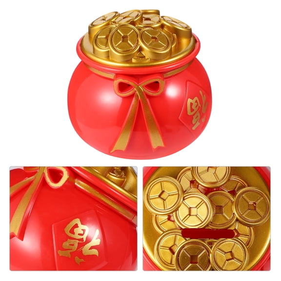 HINTRMENT 6Pcs Cornucopia Coin Container Red Desktop Ornament Coin Bank for Spare Change