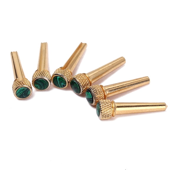 HINTRMENT 6-Pack Golden Brass Acoustic Guitar Bridges with Abalone Dot Inlay, Round Shape for Enhanced Sound Quality