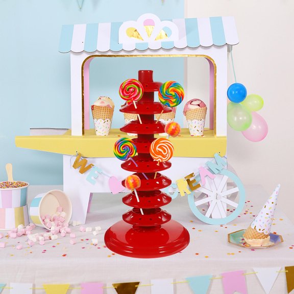 HINTRMENT 6Pcs Red Adjustable Multitier Cake Pop Stand Stable Lollipop Display for Event Decor