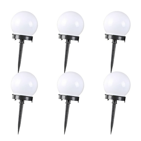 HINTRMENT 6Pcs White Plastic Lawn Lamp for Garden Outdoor Lighting with Solar Panel