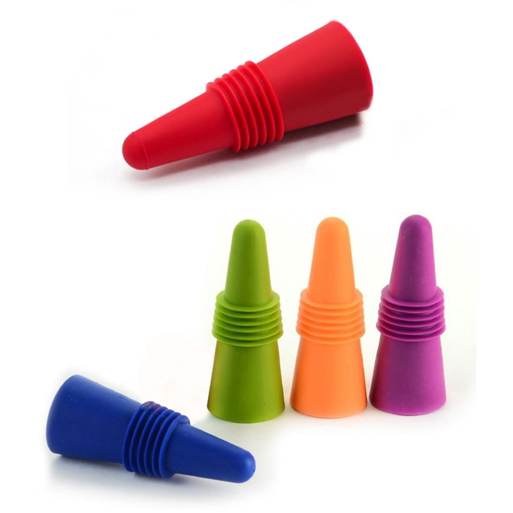 HINTRMENT 6Pcs Wine Bottle Sealer Cylinder Silicone Stainless Steel ...
