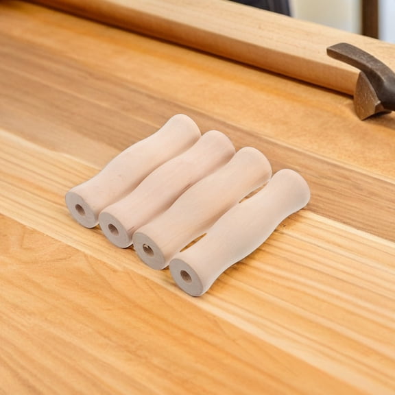 HINTRMENT 6Pcs Wooden Wok Handle Replacement with Heat Resistant Natural Wood Finish for Cooking