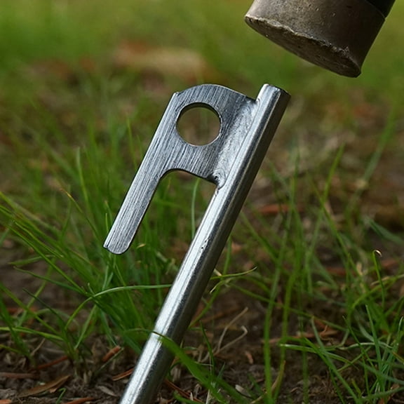 HINTRMENT 8 Pcs Silver Camp Pegs for Tent and Canopy Stable Support in Outdoor Activities
