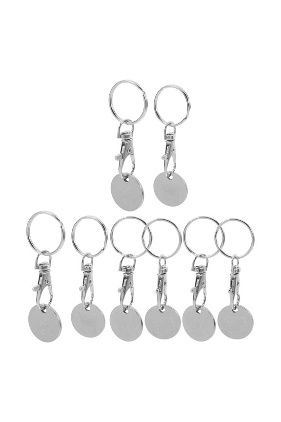 8Pcs Shopping Cart Coin Key Chain Stainless Steel for Personal Users