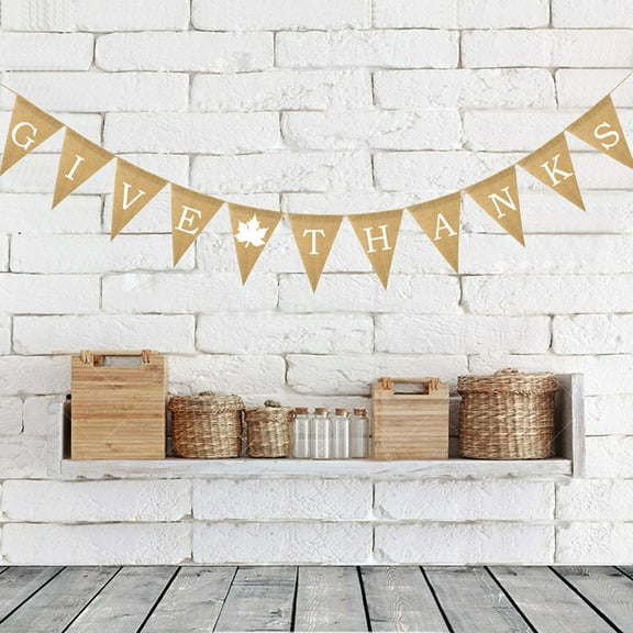 HINTRMENT Autumn Bunting Banner 1Set Multi Color Burlap for Thanksgiving Day Decoration